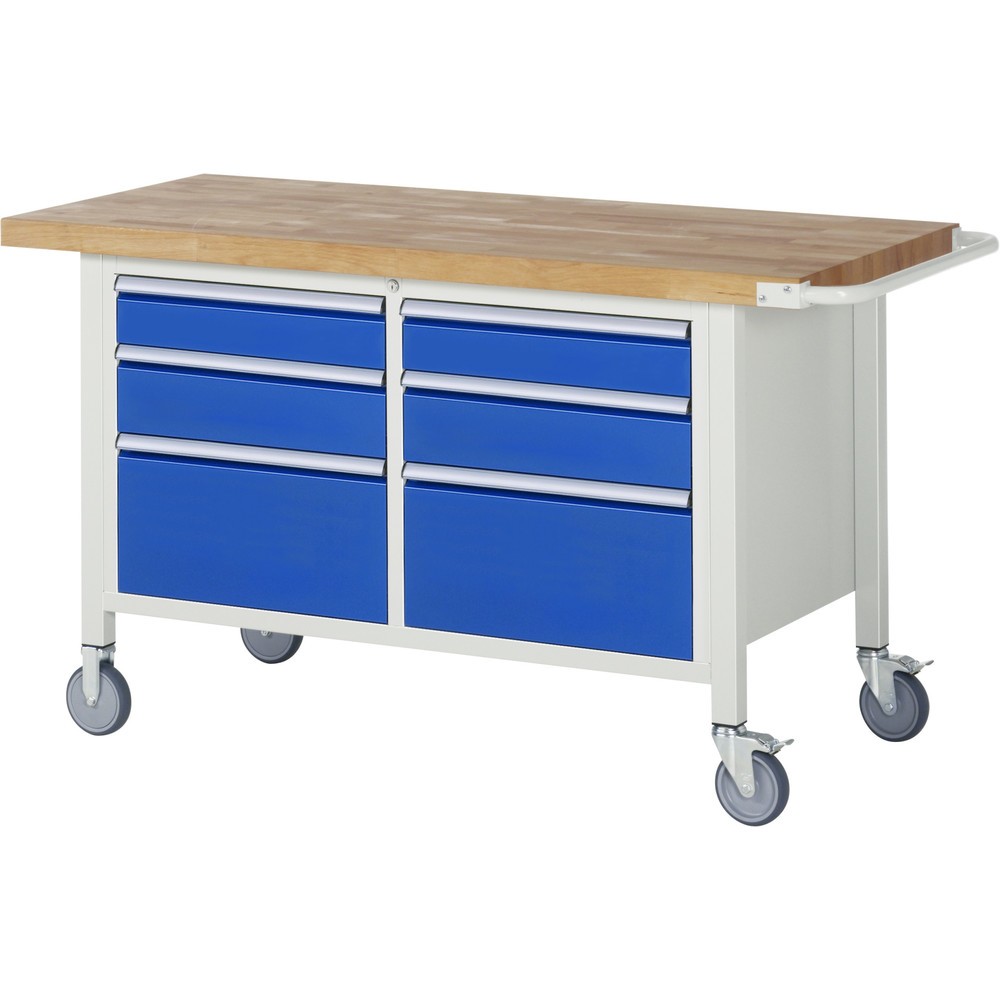 Immagine del prodotto: RAU Banco da lavoro mobile Serie 8000, HxLxP 880 x 1.500 x 700 mm, 1 contenitore doppio nella base, con 6 cassetti