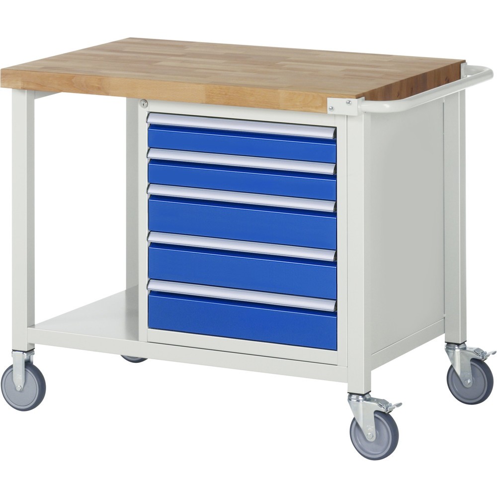 Immagine del prodotto: RAU Banco da lavoro mobile Serie 8000, HxLxP 880 x 1.000 x 700 mm, 1 contenitore nella base, con 5 cassetti