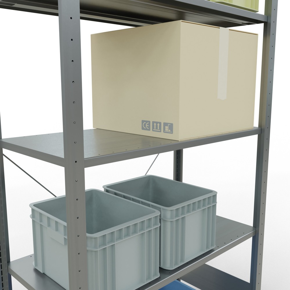 Immagine del prodotto n. 4: Scaffalatura a ripiani SCHULTE zincata con 5 fondi in lamiera d'acciaio, portata per piano di 150 kg, AxLxP 2.000 x 1.060 x 536 mm